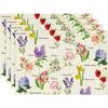4PC Spring Floral Placemats, Woven Rectangular Table Mats, Machine Washable, Decorative