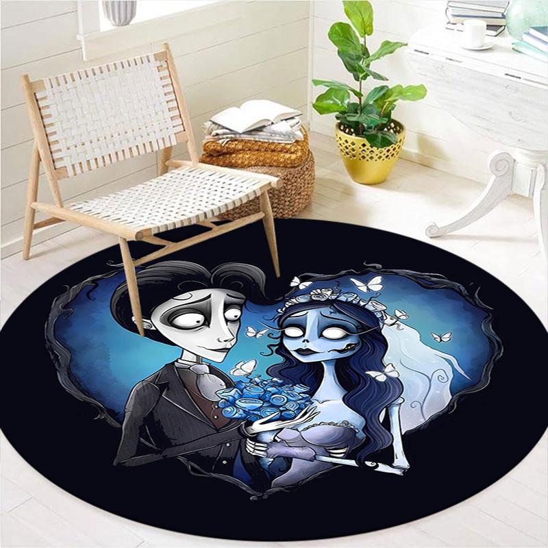 corpsebride Round Area Rug,Carpet Rug for Living Room Bedroom Sofa Playroom Decor,Non-slip Floor Mat