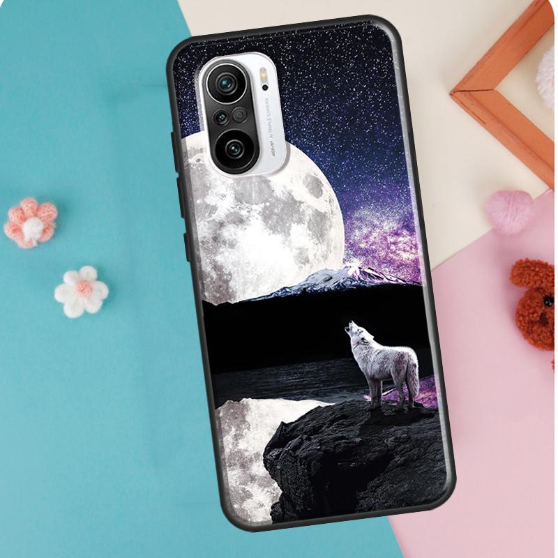 Moon Roaring Wolf Case For POCO F3 F1 F2 M3 M4 X4 Pro GT X3 Pro Cover For Xiaomi Mi 11 Lite 12 X Mi 11T Pro