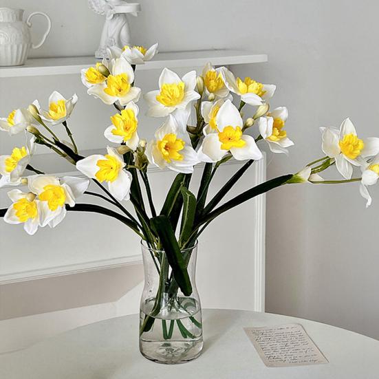Künstliche Blumen Realistische Narzissen für Heimdeko Nordischer Stil Langlebig Kein Wasser Benötigt Flexible Stiele Sicher Floral
