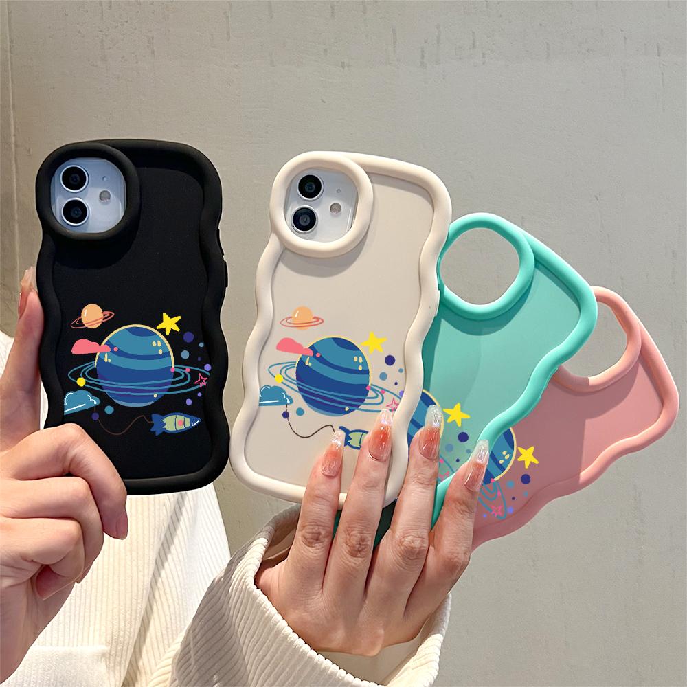 Big Wave Edge Material siliconic moale Husă pentru telefon Macaron Carcasă de protecție antișoc din cauciuc pentru iPhone Samsung Huawei Honor Xiaomi Redmi OnePlus Moto