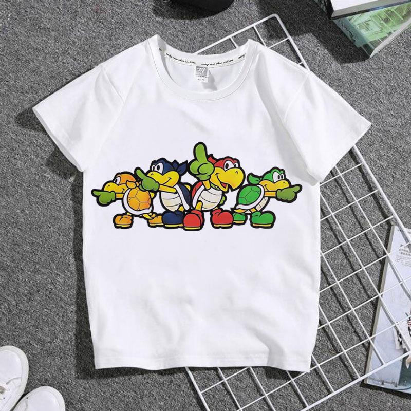 Children's Round Neck White Cartoon Game T-shirt