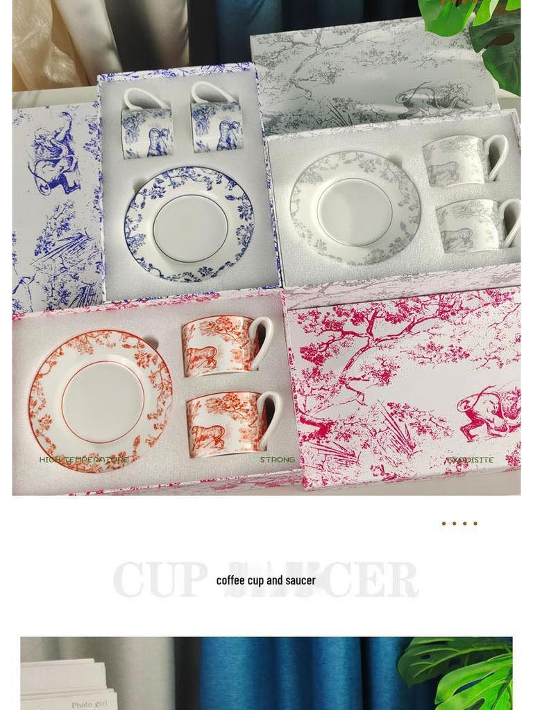 D Home Luxurious Coffee & Tea Set: Cup & Saucer for Two in Gift Box – Elegant Tableware for Afternoon Tea