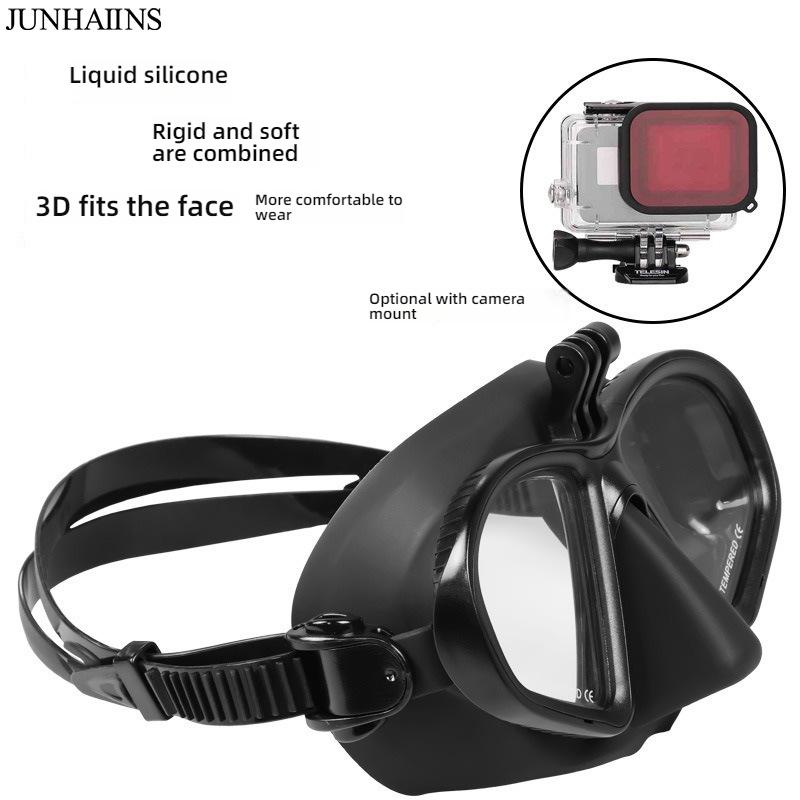 Low Volume Freediving Snorkeling Mask Anti-Fog Tempered Glass Soft Silicone Myopia Available Scuba Diving Goggles for Men Women