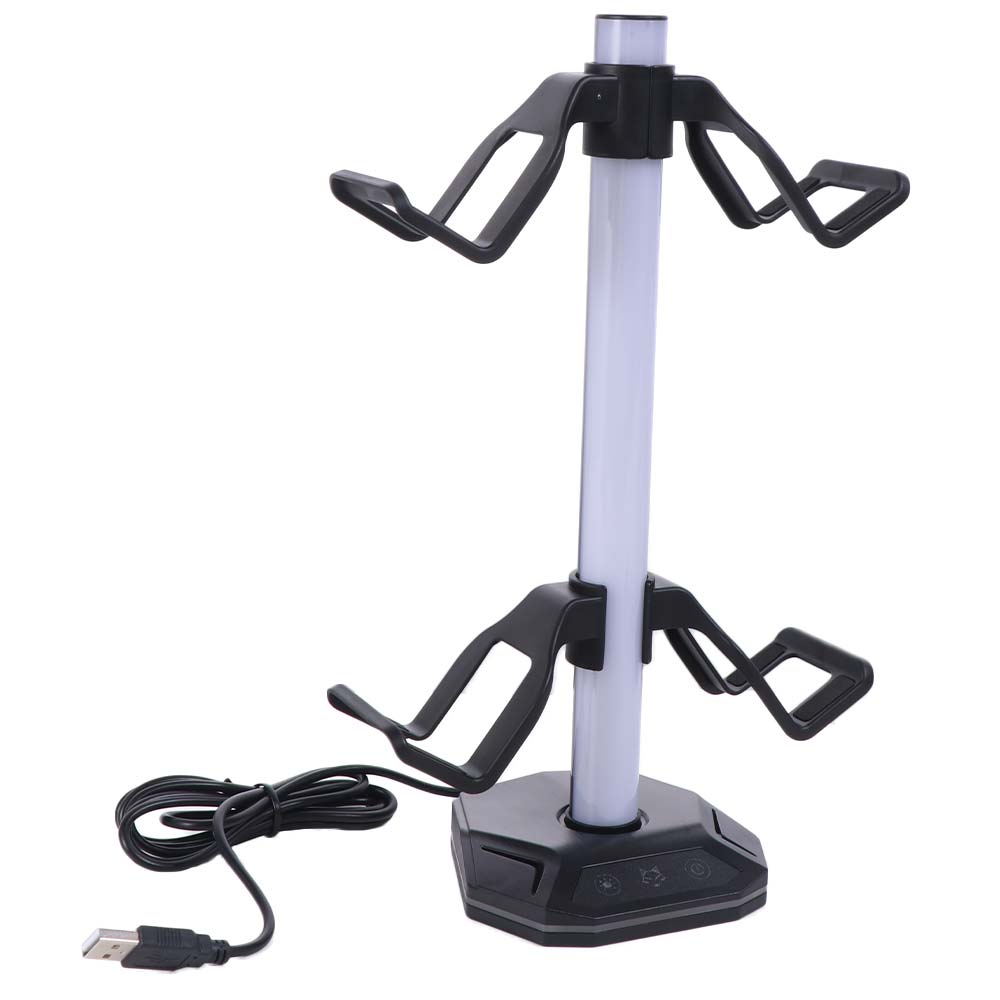 Black Gaming Headset Display Rack Dual USB Ports Controller Holder Headphone Bracket for Home