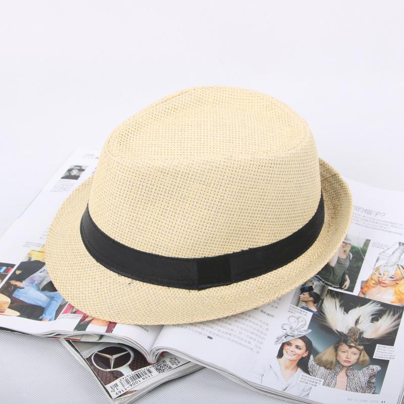 Parent-child Sun Hat Summer Sun Hat Men's Straw Sun Hat Children's British Top Hat Performance Jazz Hat