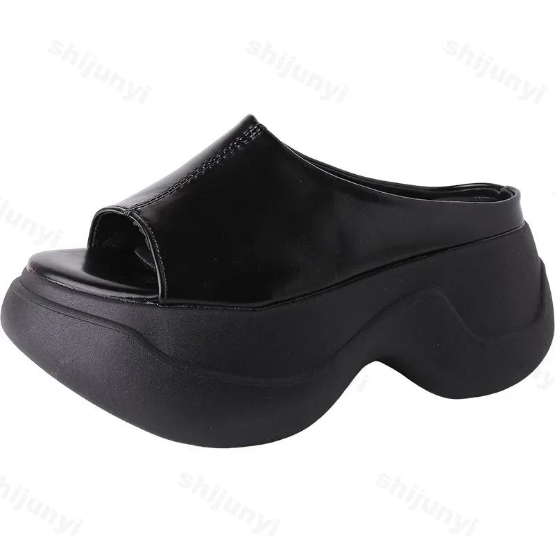 Fashion Women Wedges Platform Slippers Summer New Fashion Peep Toe Shoes Female Casual Thick Bottom Beach Slippers Female Zapatos