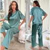 Damen-Schlafanzug-Set in Übergröße, Eisseide, kurzärmelig, für den Sommer, Homewear, lockerer, lässiger Schlafanzug