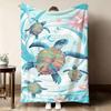 Colorful Turtle Pink Flower Underwater Flannel Blanket For Vibrant Bedroom Decor Soft Warm Throw Blanket Swathe
