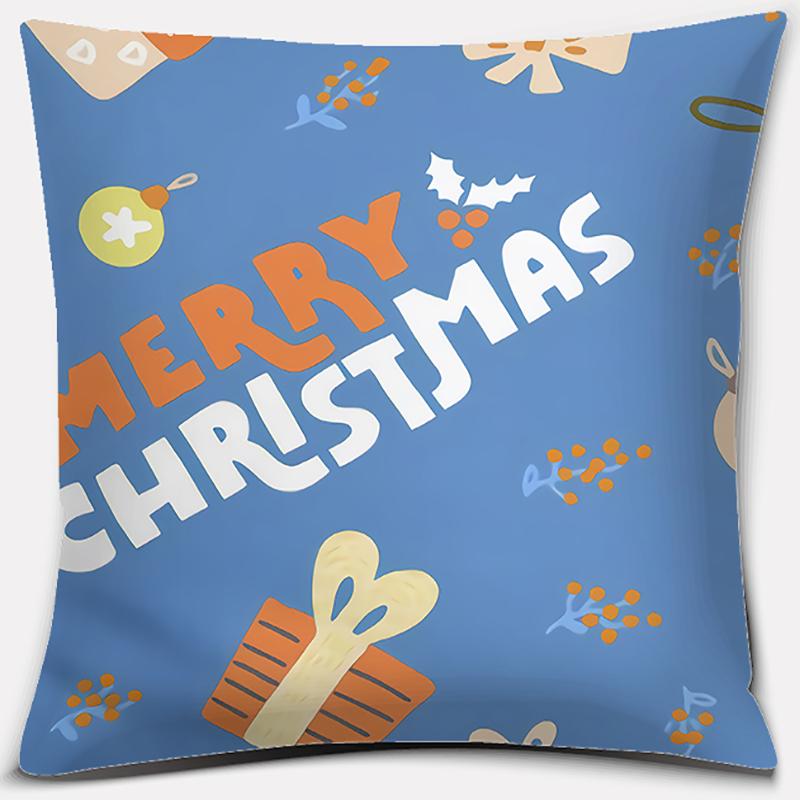 Blauer Weihnachtsstrauß Druckserie Muster Kissenbezug Quadratischer Kissenbezug Home Office Dekoration Kissenbezug