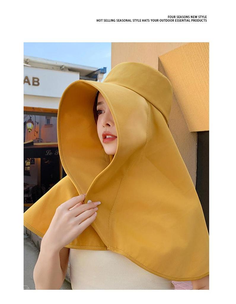 Women's Summer Full Face UV Protection Sun Hat with Shawl