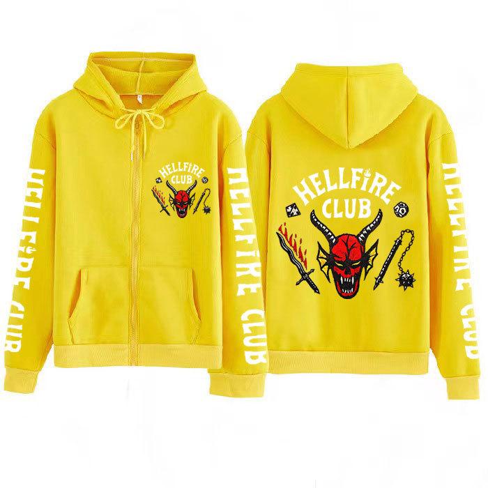 Stranger Things Printed Hooded Loose Zipper Jacket