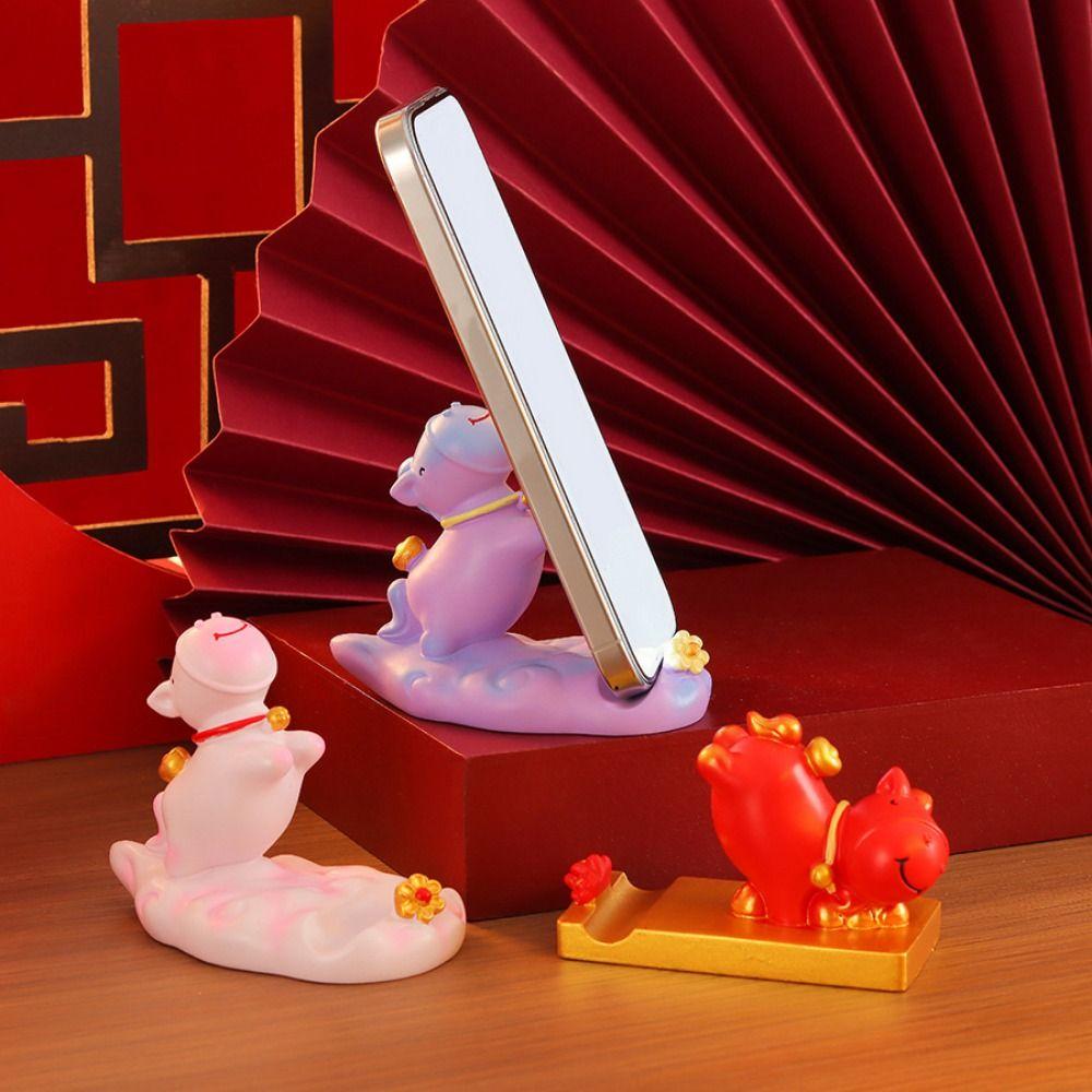 Creative Zodiac Horse Phone Holder Horse Shaped Year of The Horse Horse Mobile Phone Stand Slot Design Resin Craft