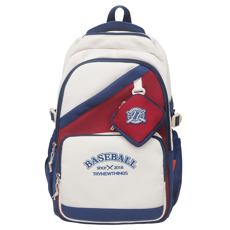 

Рюкзак большой емкости контрастного цвета, школьная сумка в студенческом стиле для учащихся средней школы, рюкзак с несколькими отделениями красный/синий