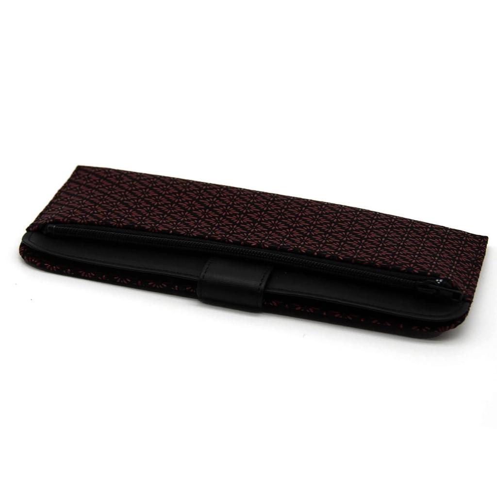 [Inden-ya] Inden Wallet, Billfold, Long Wallet, Coin Pocket, Deerskin, Lacquered, Crafts, No. 2107 ([21-017] Black with Red Lacquer, Diamond and