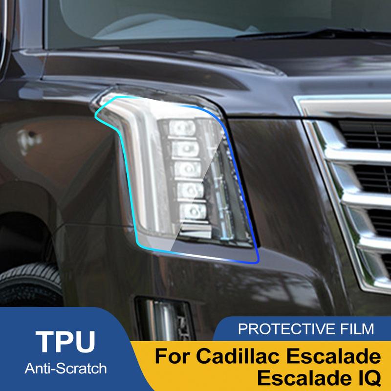 High-Gloss Smoke Black TPU Headlight Protective Film for Cadillac Escalade /IQ Pre-Cut PPF Anti-Scratch Vinyl Wrapping Kit