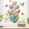 Colorful Tulips Butterflies Wall Sticker Set Modern Minimalist Home Decor for Living Room Study Waterproof Self-Adhesive Removable