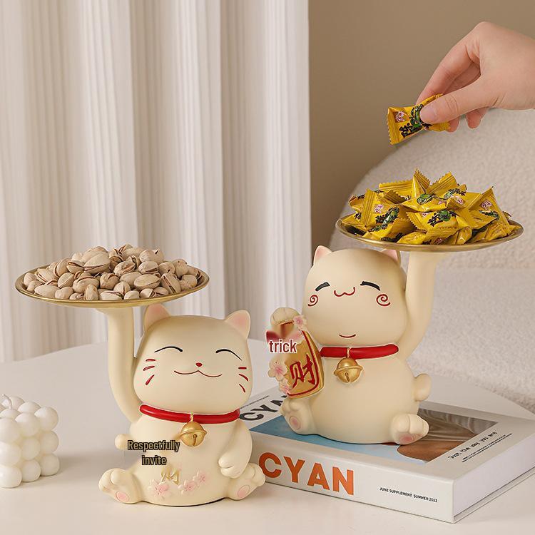 Cat-Shaped Snack and Fruit Tray - Light Luxury Ornament for Desk or Bar