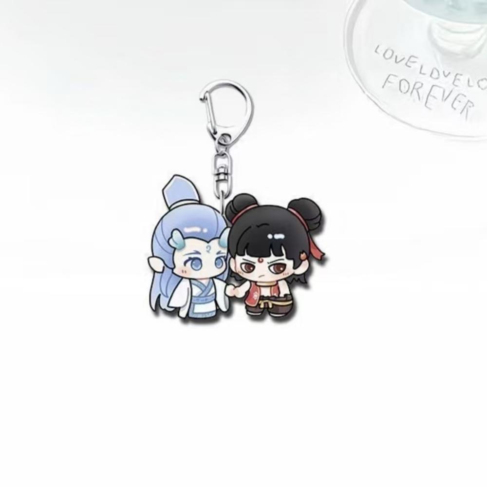 Nezha: Birth of the Demon Child Acrylic Keychain - Chinese Anime Motorcycle Accessories Cute KeyringCollectible Bag Charm