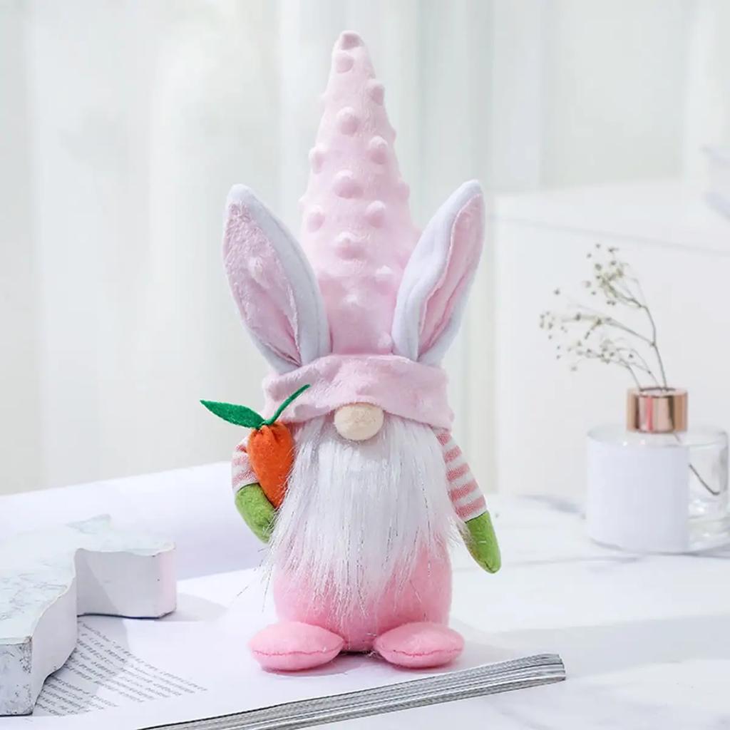 1 Pc - Cute Easter Pointed Hat Rabbit Doll Ornament, Cute Faceless Doll Decoration