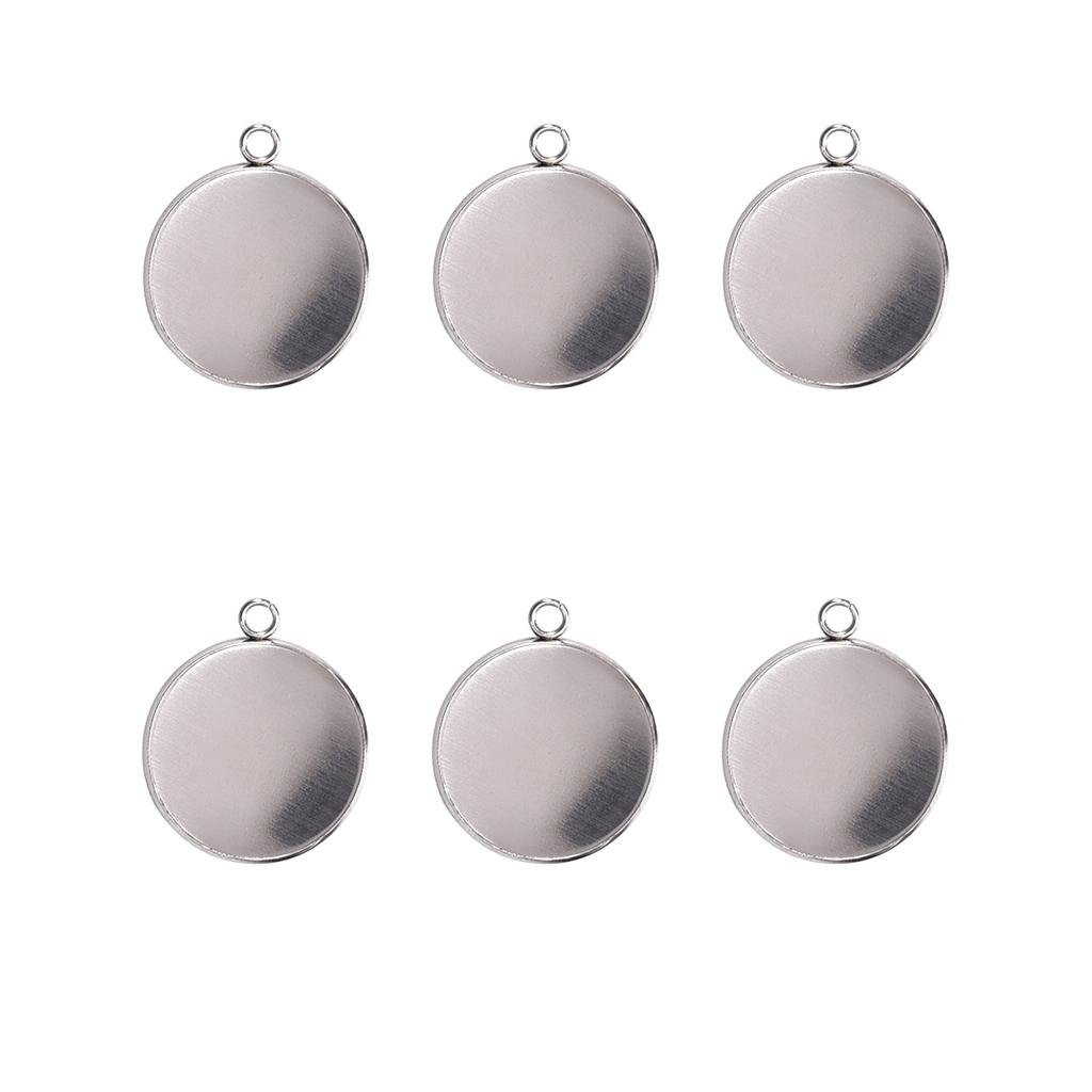 10Pcs/Pack Round Pendant Blanks Base Setting Base Stainless Steel Trays