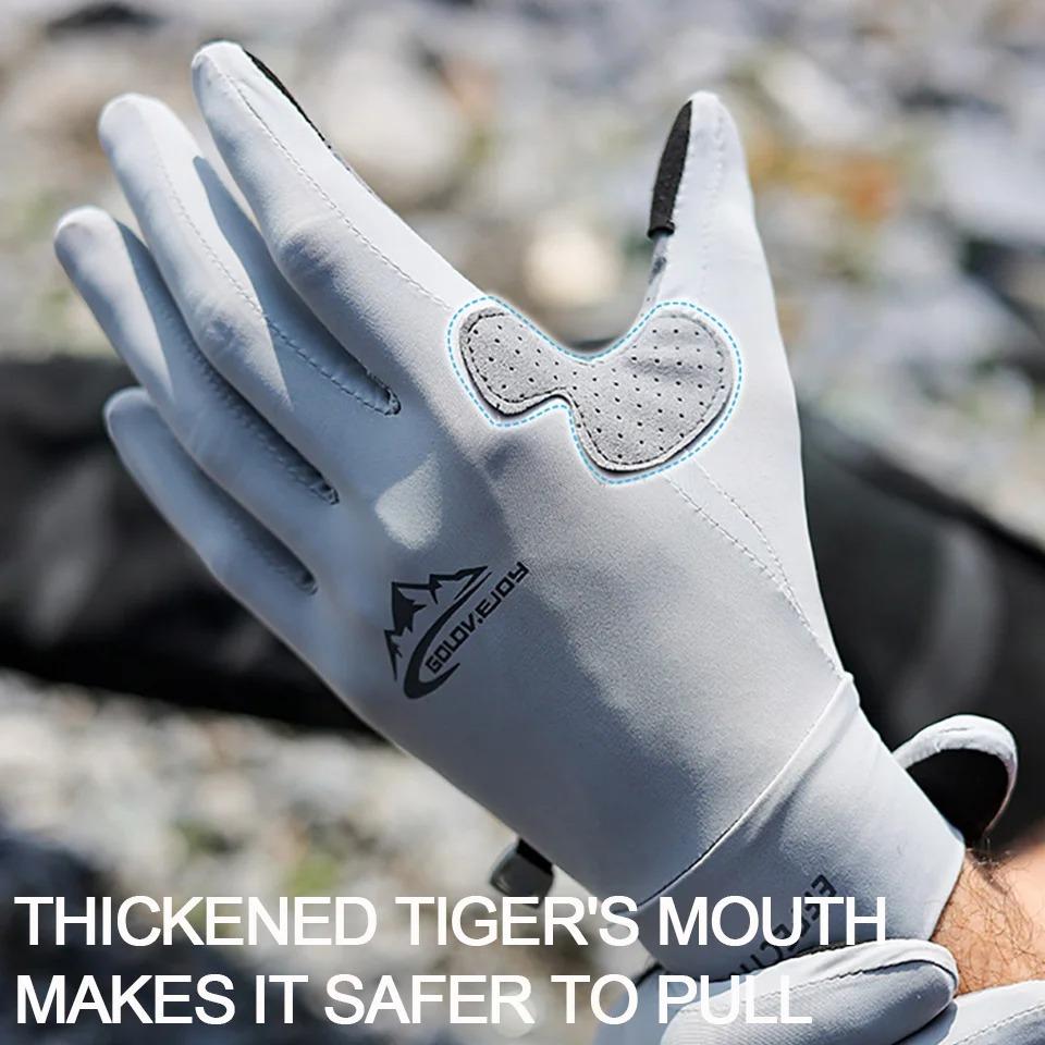 OLIKEI Ice Silk Sun Protection Fishing Gloves for Men Summer Anti-UV Outdoor Sports Cycling Glove Anti-slip Breathable Touch Screen