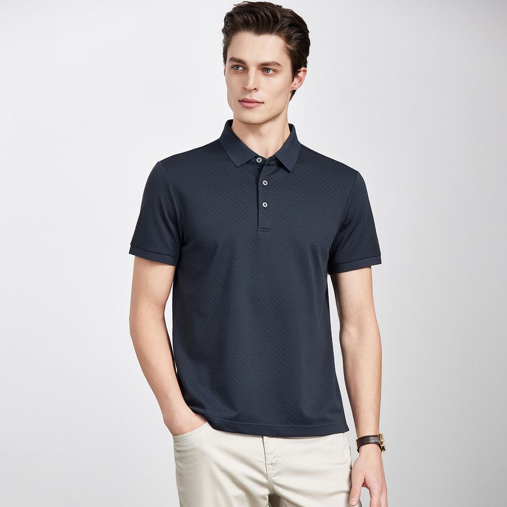 High-end Business Polo Shirt Men's Summer Beaded Breathable Classic Collar T-shirt