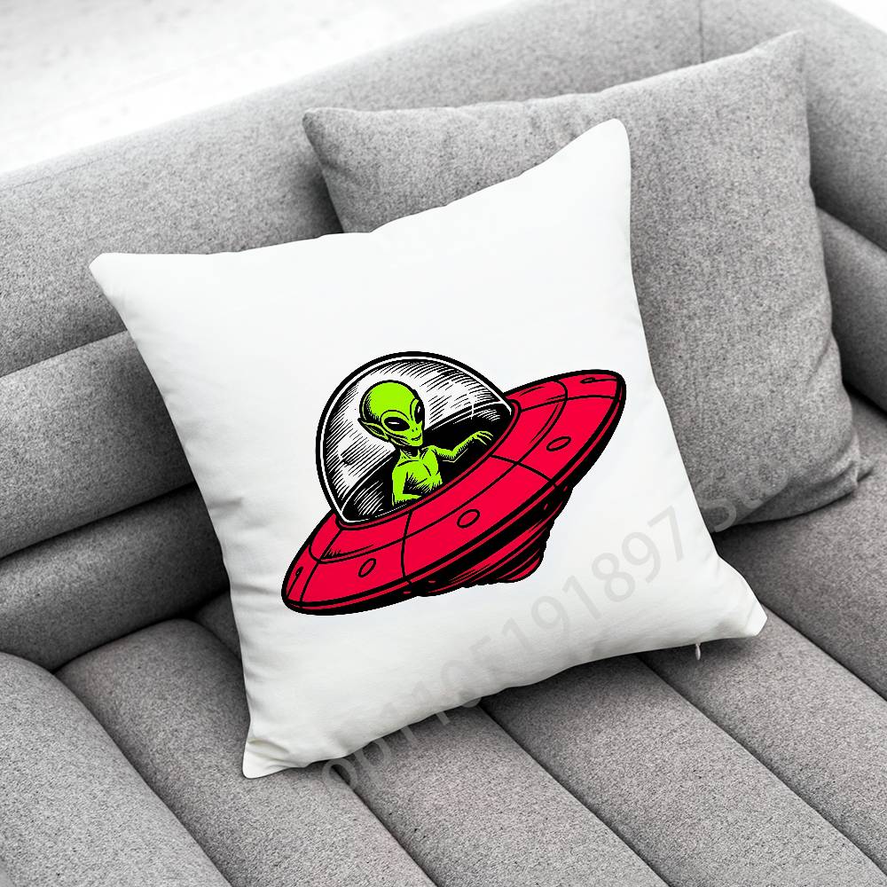 Funny Space UFO Alien Thing Throw Pillow Case For 55x55cm 30x30cm 50x50cm 45x45cm 40x40cm Square Chair Pillowcase Case