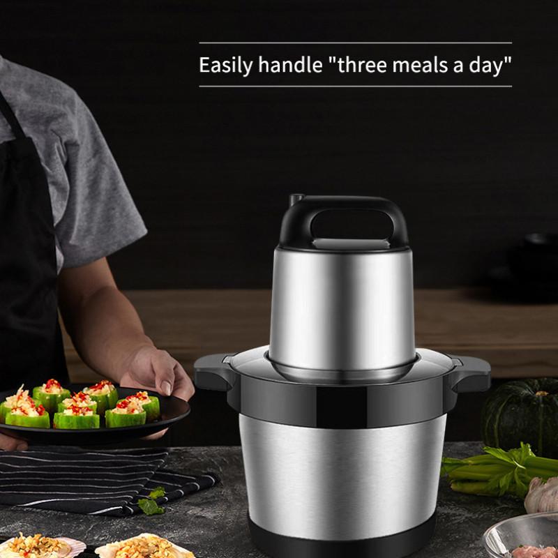 8L Large Capacity Electric Meat Grinder Household Stainless Steel Vegetable Crusher Kitchen Food Processor