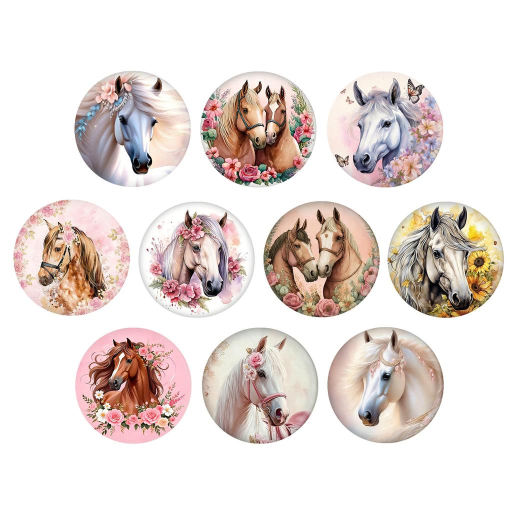 Yaratıcı Suluboya Çiçek ve At Buzdolabı Mıknatısları - Kristal Cam Yumuşak Manyetik Beyaz Tahta Dekorasyonu