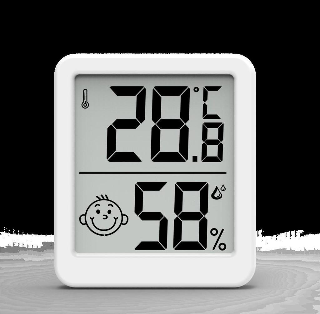 Smiley-Gesicht Hochpräzises Innen-Wand-Thermo-Hygrometer mit Zeit- und Datumsanzeige