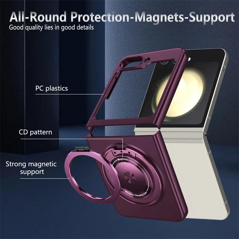 360° Magnetický prstenový stojánek Pouzdro na telefon pro Samsung Galaxy Z Flip 6 5 4 3 Flip5 Flip4 Flip6 Držák Ochranný kryt z tvrdé skořepiny