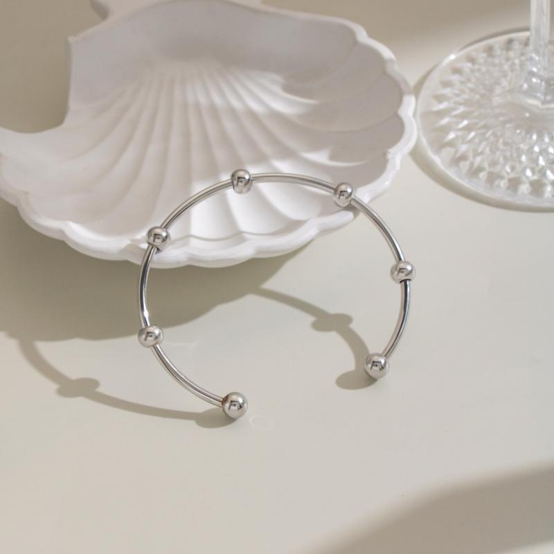 Stainless Steel Round Bead Bangle For Women Fashion Unique Minimalist Geometric Dating Party Jewelry Gifts
