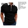 Men's Zip Collar T-Shirt Solid Color Short Sleeve Lapel Tee Shirt Casual Slim Fit Summer Top for Street Vacation Work Sports