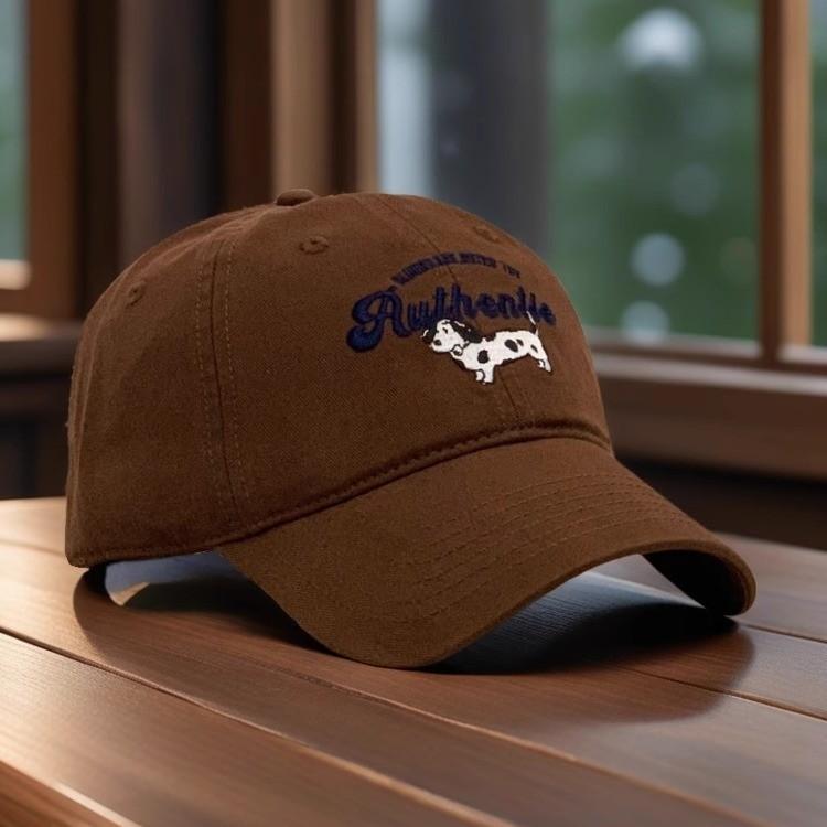 ins cute dog embroidery soft top baseball cap women's 2025 new autumn and winter Korean versatile peaked hat~