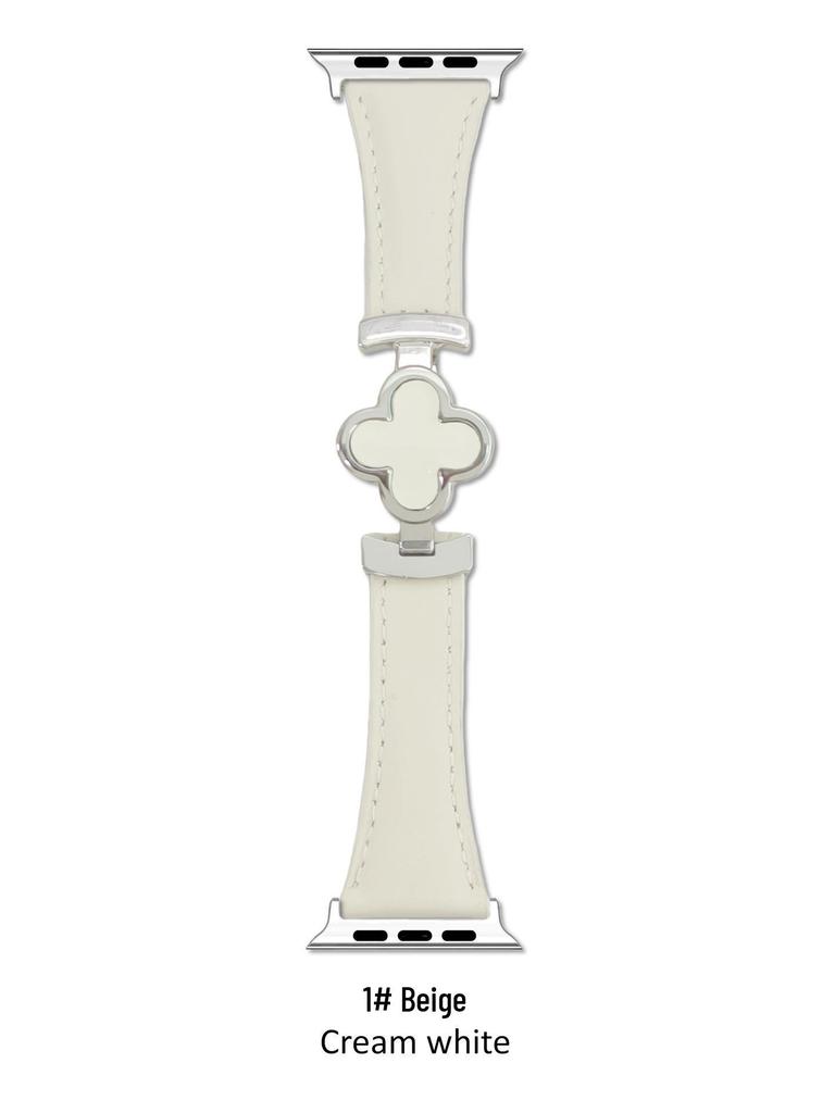 Genuine Leather Four-Leaf Clover Magnetic Buckle Watch Band for Apple Watch Series 6-11