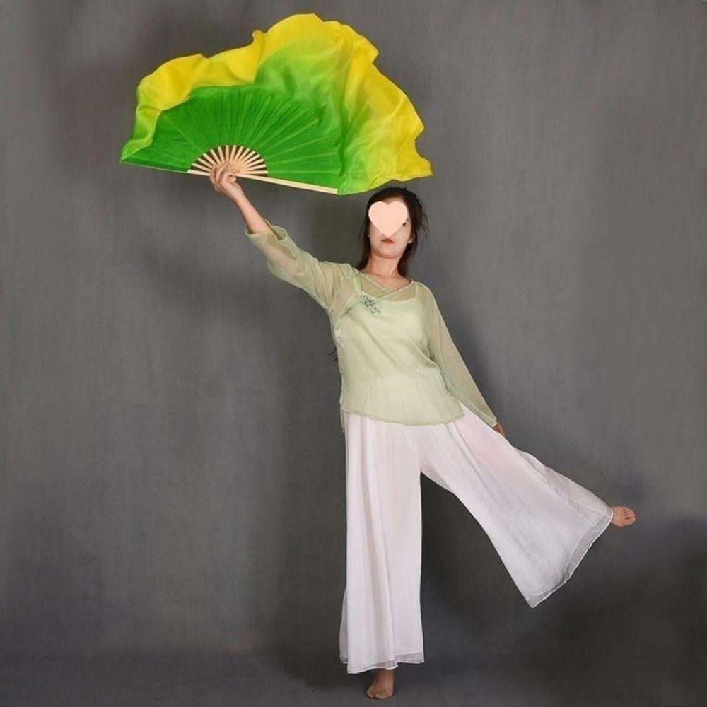 Dancer Practice Pairs Yangko Dance Bamboo Fans Hand Dye Adults Fan  Kid Women