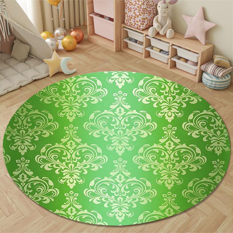 Luxury Round Christmas Multicolor Carpet, Non-Slip Floor Mat for Office