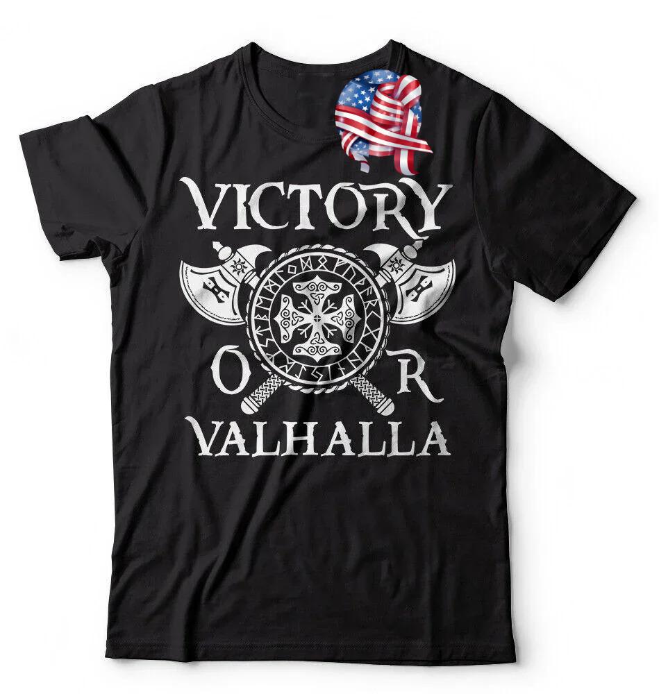 Victory or Valhalla Nodic Warrior TShirt 100 Cotton ONeck Summer Short Sleeve Casual Mens Tshirt Size S3XL