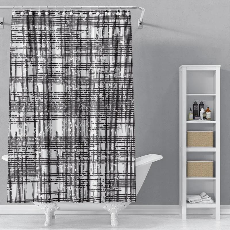 The New Isn Simple Nordic Black And White Line Draft Shower Curtain Toilet Partition Hanging Cloth Window Shading