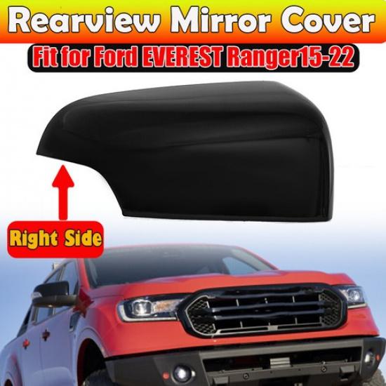 Gloss Black For Ford Ranger 12~2022 Right Side Rearview Mirror Cover Cap Clip~on