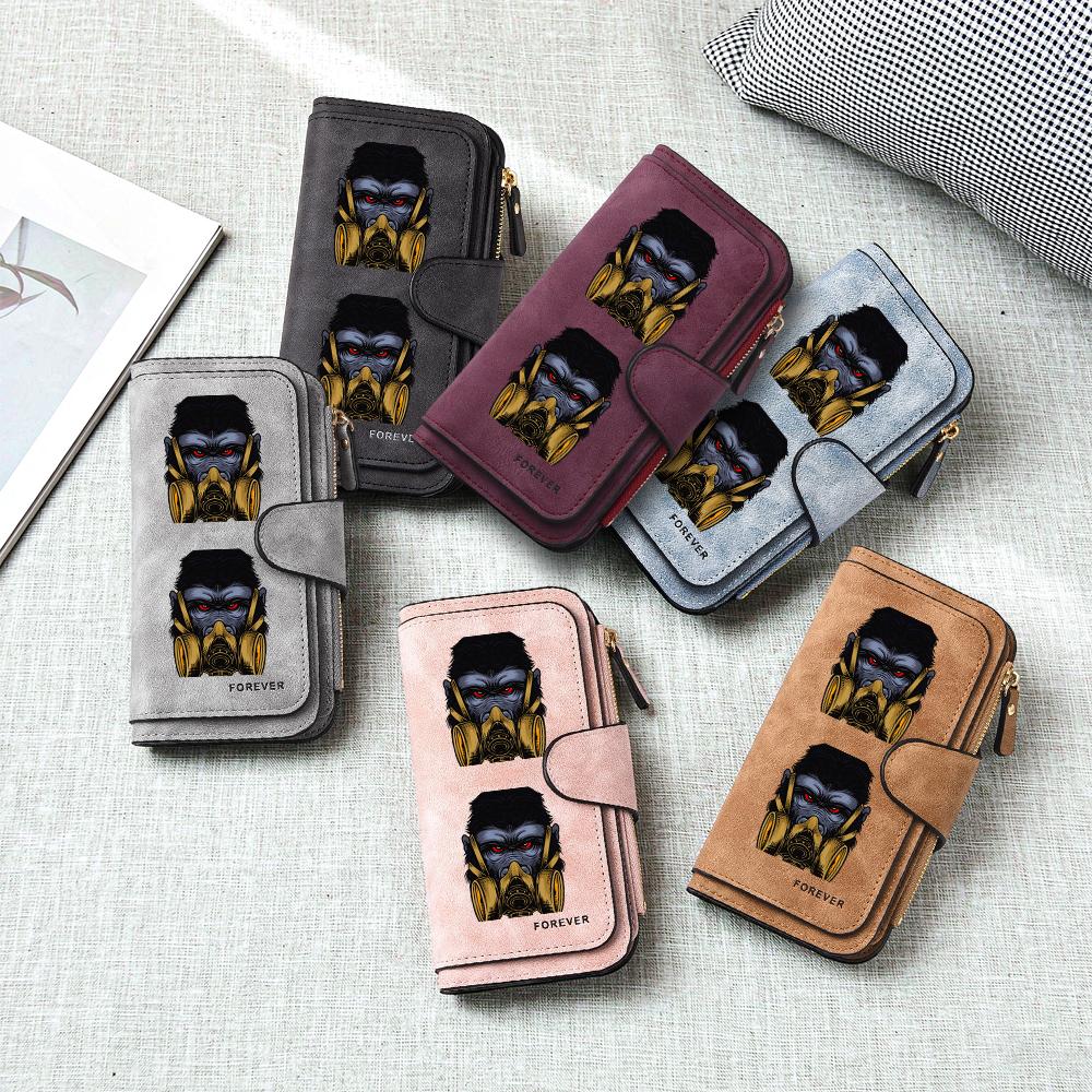 Cool Gorilla Print Long Wallet Forever Fashion Card Holder Purse for Daily Use