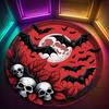 Gothic Halloween Rug - Round Bat & Moon Design | Witchy Vampire Decor for Bedroom/Altar
