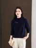 Women's Wool Fleece Sweater with Semi-High Neck for Autumn and Winter