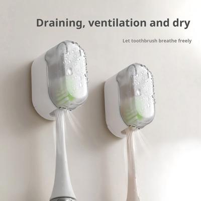 Wall Mounted Toothbrush Holder with Dustproof Cover Detachable Design Easy To Install Electric Toothbrush Covers Head Cap