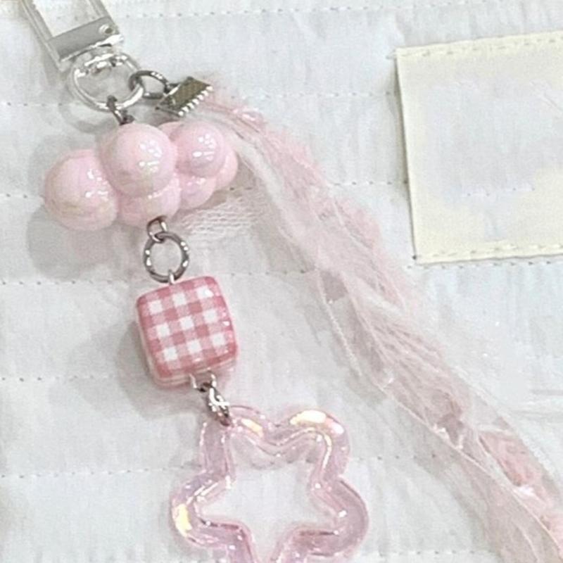 Butterfly Heart Bead Pendant Phone Charm Hangings Rope Cute Phone Chain Strap Bag Decoration Lanyard Keychain Accessory