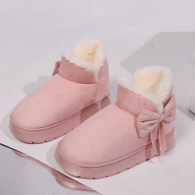 New Cotton Slippers: Fashionable Autumn/Winter Cotton Slippers for Men and Women with Bow Detail Indoor/Outdoor Oversized Warm Shoes
