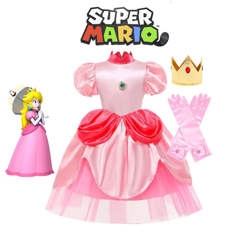 Rozkošný kostým šatů princezny Peach pro děti Ideální na Halloween a hraní rolí