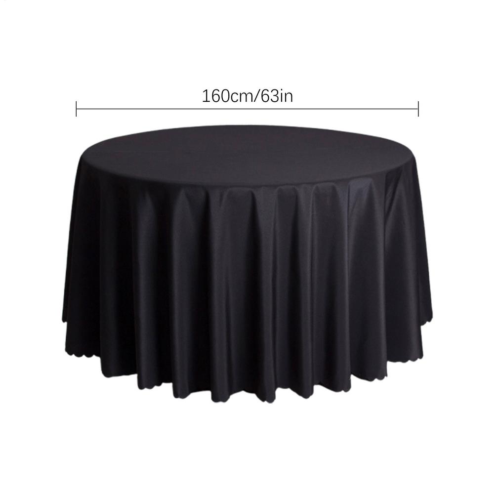 

Скатерти круглые 63-дюймовые однотонные покрытия для столов кухонные столовые принадлежности устойчивые к пятнам украшения для стола чёрный