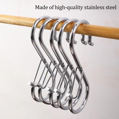 10Pcs S-Shape Balcony Clothes Hanger Spring Clasp Windproof Kitchen Pot Rack Hooks Stainless Steel Thickened